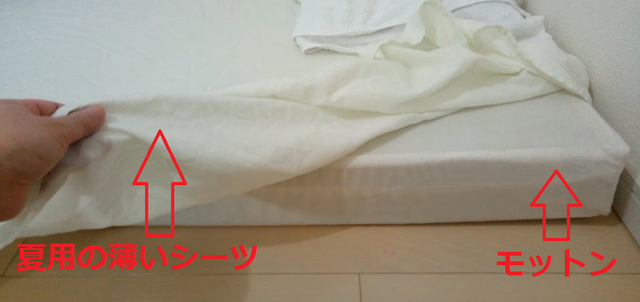 モットンに夏用シーツを使用.png